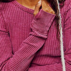 We The Free Roll With It Thermal | Long Sleeve Waffle Tee in Rhododendron Size S
